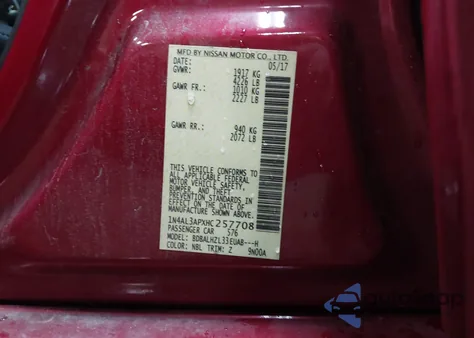 2017 Nissan Altima 2.5 Sr from USA, damaged, VIN 1N4AL3APXHC257708